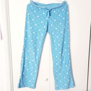 Aero starry polkadot blue fleece long pajama pants